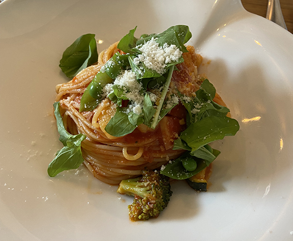 Pasta dish at restaurant in Kameoka, Japan.